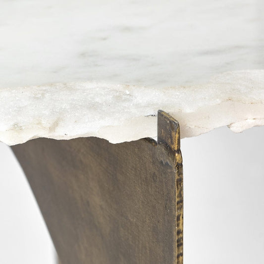 Mercana - Reinhold II 21L x 21W x 21H Round Live-Edge Marble Top and Gold Metal Base Side/End Table - 68233-AB view 2