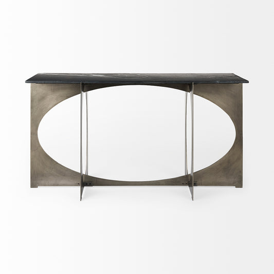 Mercana - Reinhold IV Black Marble Top Iron Console Table - 69263-AB view 2