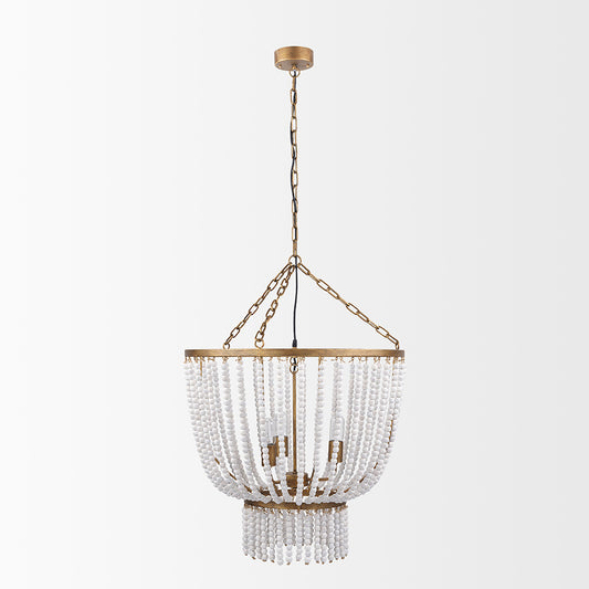 Mercana - Rhone Gold Metal and Wood Beaded Chandelier - 70368_CLOSEOUT view 2