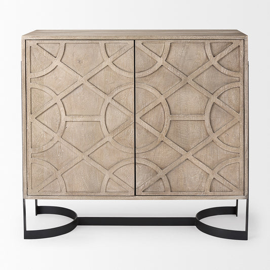 Mercana - Rivien Brown Solid Wood W/Black Metal Frame 2 Door Accent Cabinet - 69753 view 2