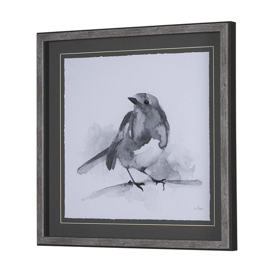 Mercana - Robin BW I by Mercana Studio a Hand Embellished Textured Framed Art Print Matted under Glass - 14209 view 2