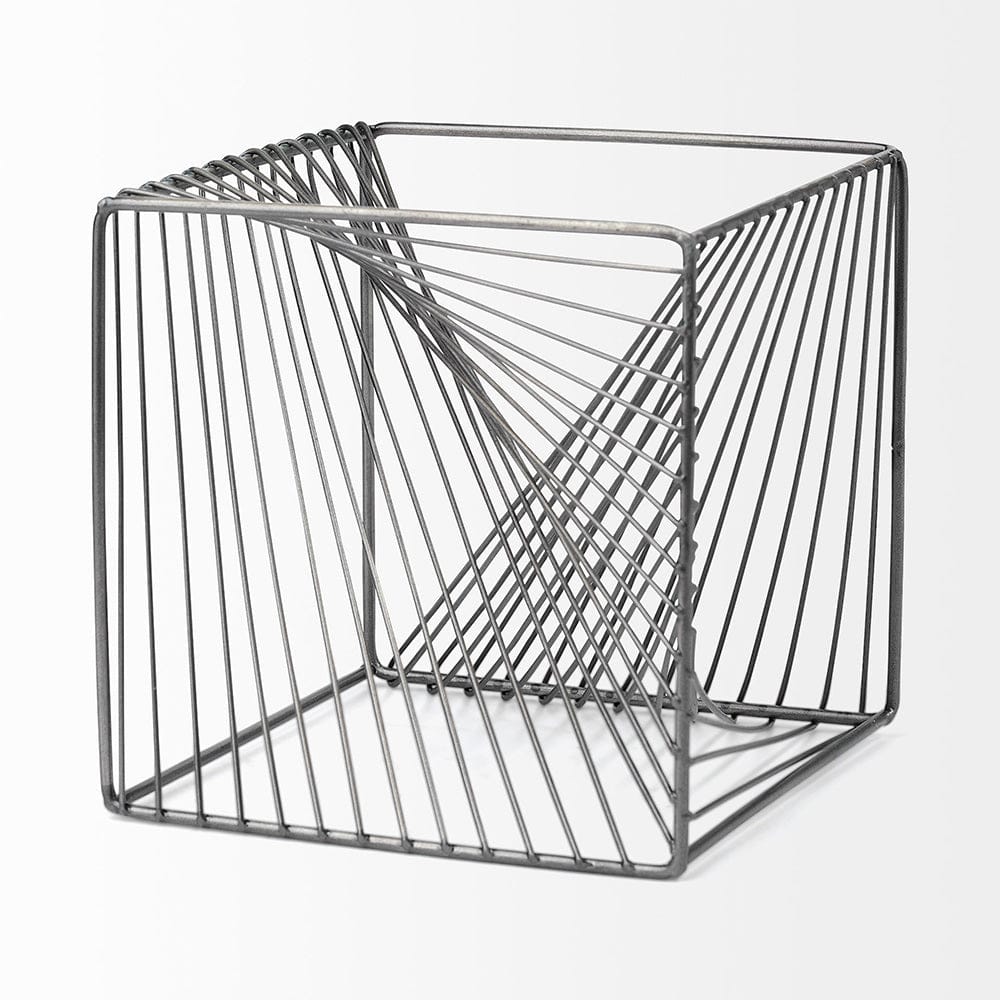 Mercana - Rochon 8L x 8W Gray Metal Decorative Cube - 68535_CLOSEOUT view 5