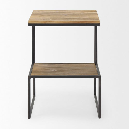 Mercana - Ronin 22"H Square 2-Tier Wood w/ Black Metal Accent Table - 70092_CLOSEOUT view 2