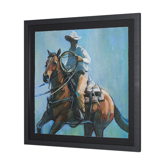 Mercana - Round Up II Cowboy and Horse by Mercana Studio Hand Embellished Framed Art Print Matted under Glass - 15488 view 2