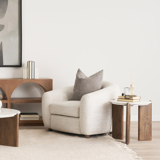 Mercana - Rumer Dark Brown Wood w/ White Marble Side Table - 70562 view 2