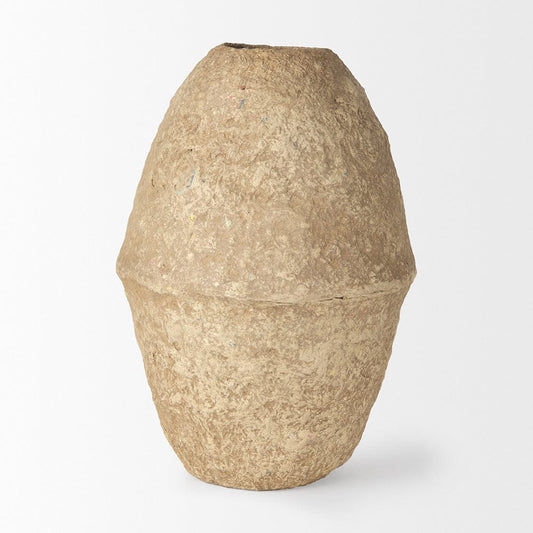 Mercana - Rundal Large Beige Paper Mache Vase - 70211_CLOSEOUT view 2