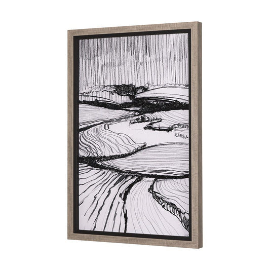 Mercana - Rural Sketch-I by Mercana Studio a Hand Embellished Textured Framed Art Print - 14802 view 2