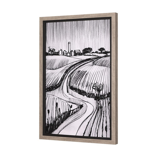 Mercana - Rural Sketch-II by Mercana Studio a Hand Embellished Textured Framed Art Print - 14803 view 2