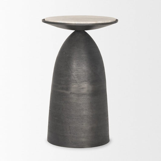 Mercana - Russo Gunmetal Cast Aluminum w/ Brown Marble Accent Table - 70742 view 2