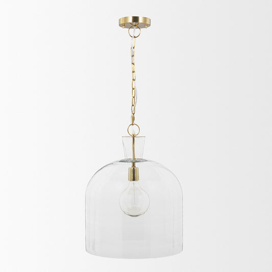 Mercana - Sadah Large Clear Blown Glass w/ Gold Metal Pendant Light - 70753 view 2