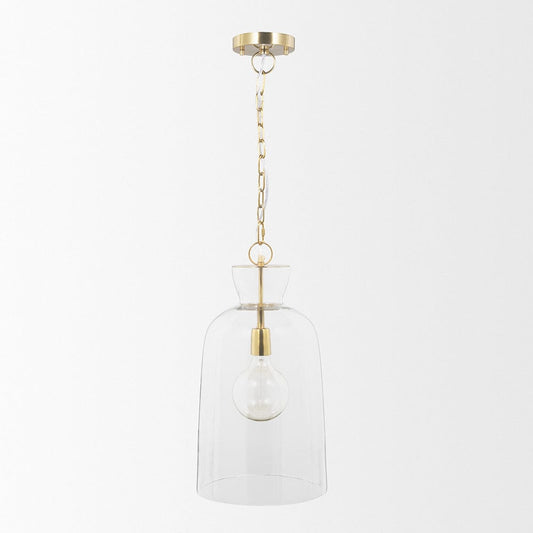 Mercana - Sadah Tall Clear Blown Glass w/ Gold Metal Pendant Light - 70754 view 2