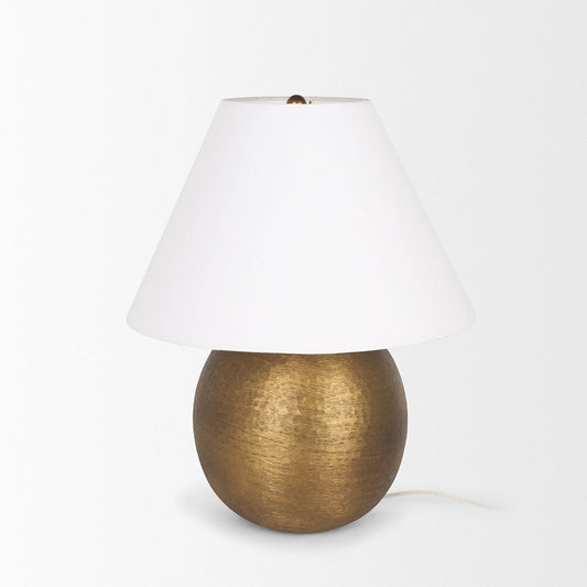 Mercana - Sadiyah Antiqued Gold Brushed Metal w/ Cream Shade Table Lamp - 70749 view 2