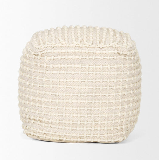 Mercana - Sakaye Beige w/ Cream Stitched Patterned Pouf - 70762 view 2