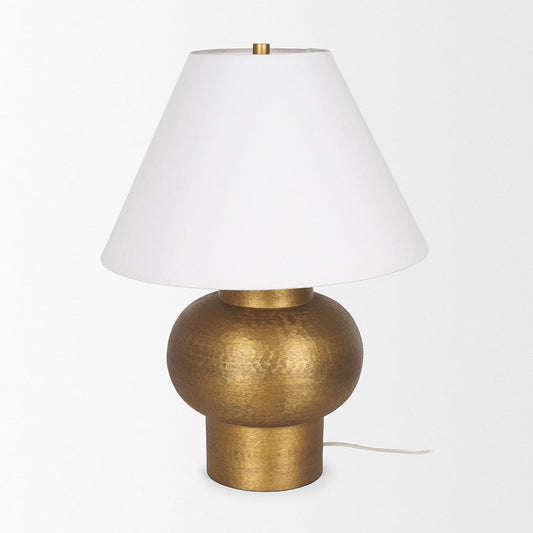 Mercana - Salaah Antique Gold Brushed Metal w/ Cream Shade Table Lamp - 70747 view 2