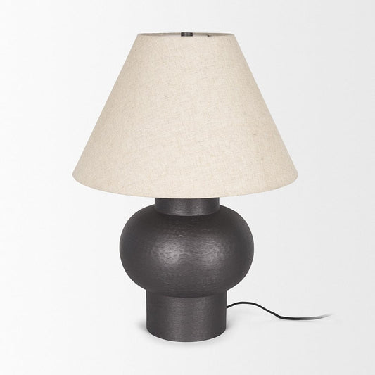 Mercana - Salaah Black Brushed Metal w/ Beige Shade Table Lamp - 70748 view 2