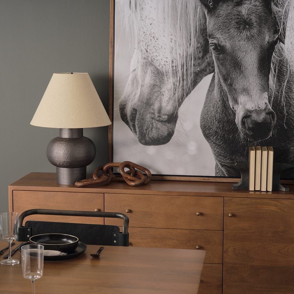 Mercana - Salaah Black Brushed Metal w/ Beige Shade Table Lamp - 70748 view 9