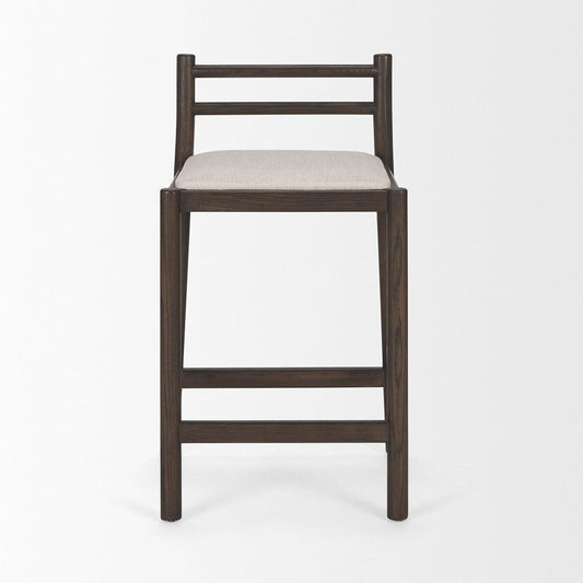 Mercana - Sam Dark Brown Wood w/ Cream Fabric Counter Stool - 70852 view 2