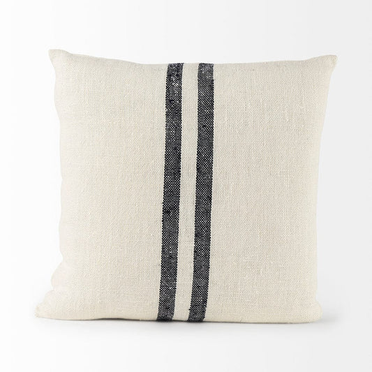 Mercana - Sandra 18 x 18 Beige With Blue Stripes Decorative Pillow Cover - 68870_CLOSEOUT view 2