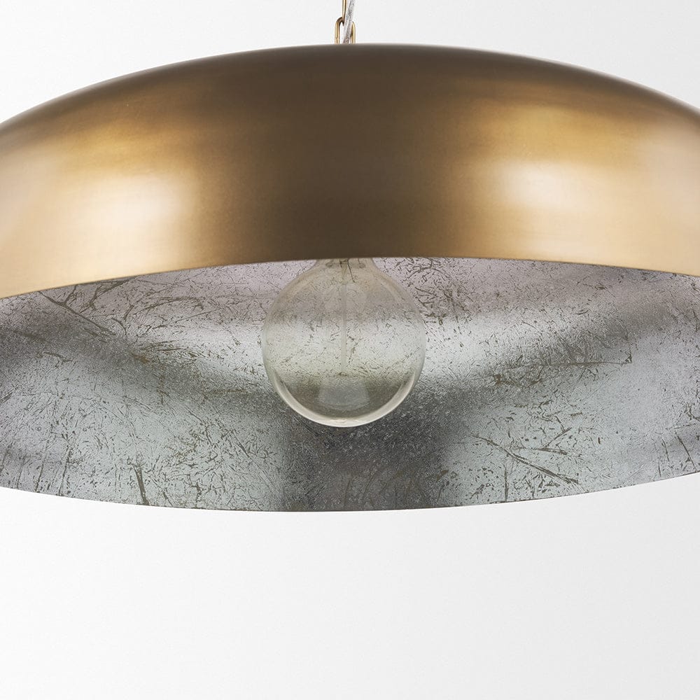 Mercana - Sanne Antiqued Gold Metal w/ Silver Foil Wide Pendant Light - 70758 view 7