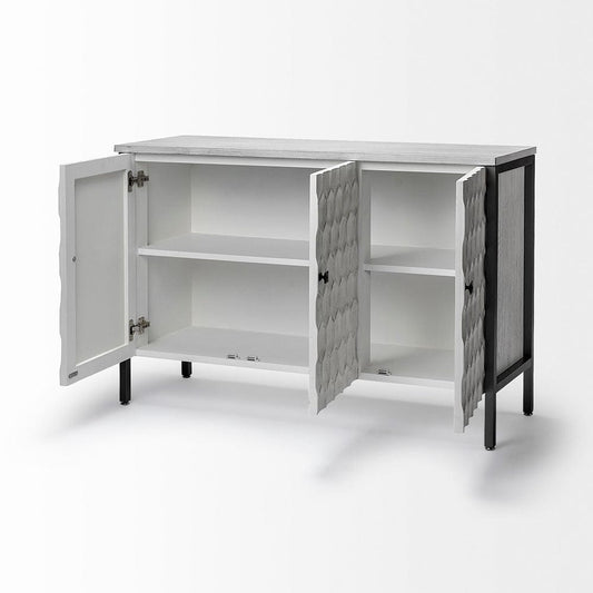 Mercana - Savannah White Fir Veneer & Gray Metal 3-Door Accent Cabinet - 68268 view 2