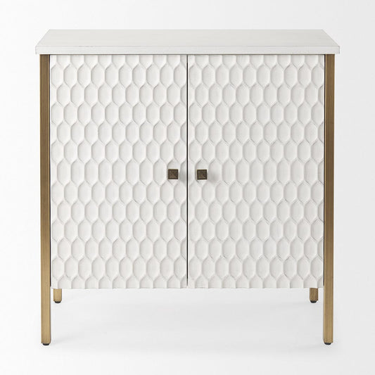 Mercana - Savannah White Fir Veneer w/ Gold Metal Accent 2-Door Accent Cabinet - 69760 view 2