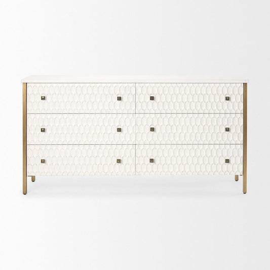 Mercana - Savannah White Fir Veneer w/ Gold Metal Accents 6-Drawer Sideboard - 69759_CLOSEOUT view 2