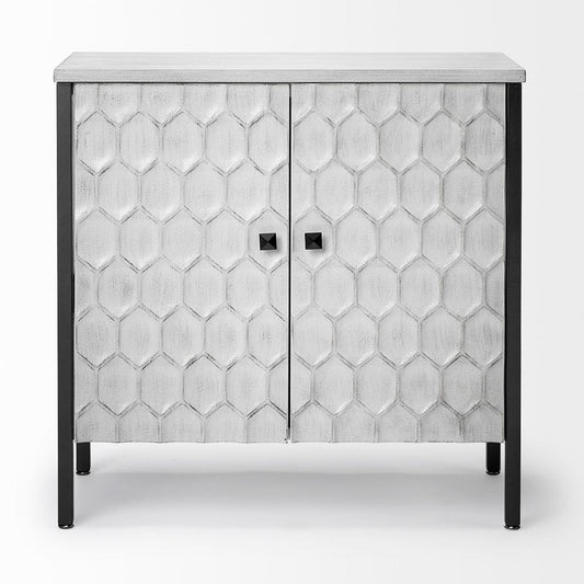 Mercana - Savannah White Fir Veneer w/ Gray Metal 2-Door Accent Cabinet - 68267 view 2