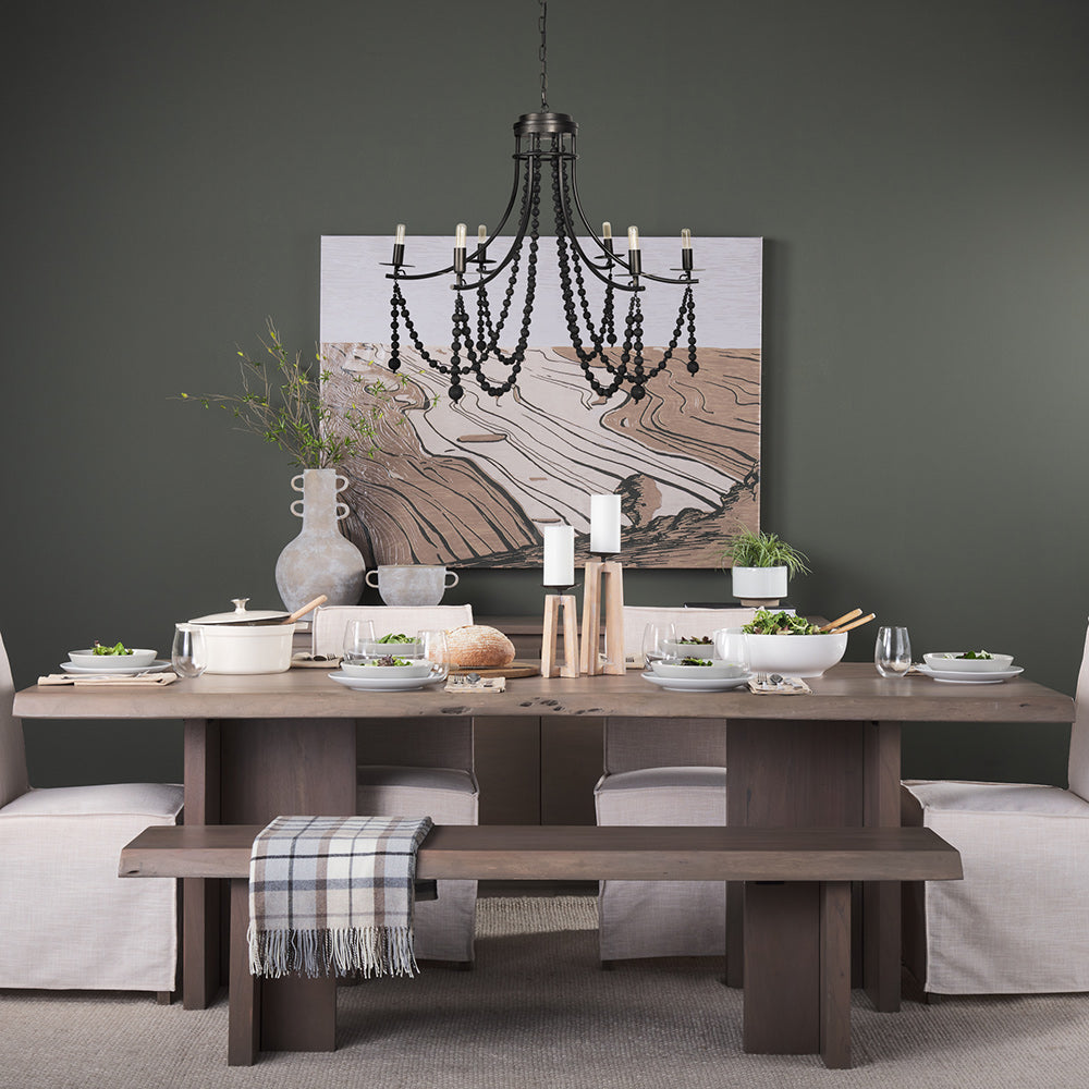 Mercana - Selma Black Wood Bead and Metal Chandelier - 70050_CLOSEOUT view 7