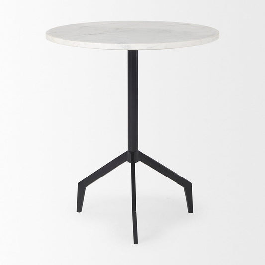 Mercana - Serre Marble Top 3 Prong Black Metal Base End Table - 70106_CLOSEOUT view 2