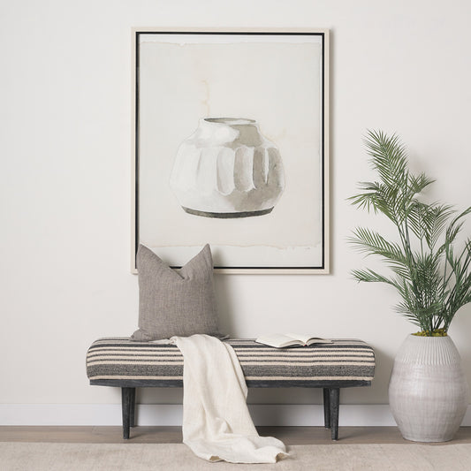 Mercana - Shae Black Wood w/ Black and Cream Upholstered Bench - 71005 view 2