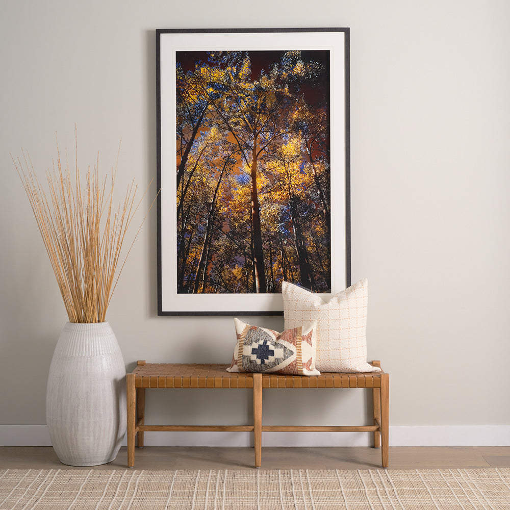 Mercana - Shane Brown Wood w/ Woven Brown Leather Bench - 70800 view 11