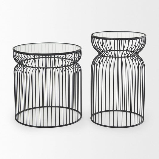 Mercana - Shani Round, Black Metal w/ Glass, Accent Tables (Set of 2) - 70089 view 2