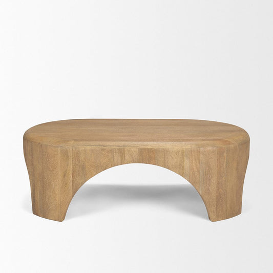 Mercana - Shima Oval Light Brown Wood w/ Arched Legs Coffee Table - 70866 view 2