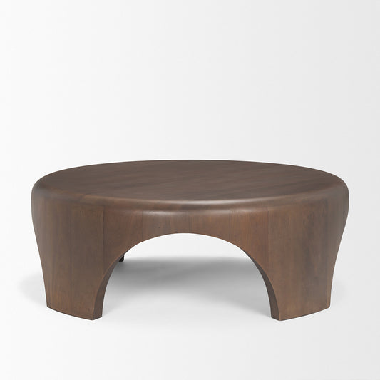 Mercana - Shima Round Dark Brown Wood W/Arched Legs Coffee Table - 70832 view 2