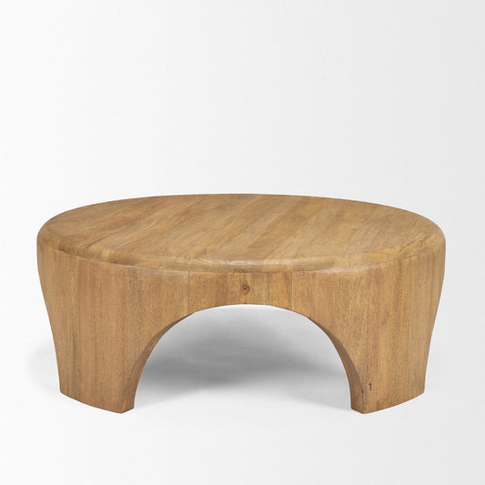 Mercana - Shima Round Light Brown Wood W/Arched Legs Coffee Table - 70867 view 2