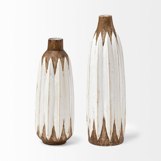 Mercana - Sisko II Tall Rustic Brown White Ceramic Vase - 68614 view 2