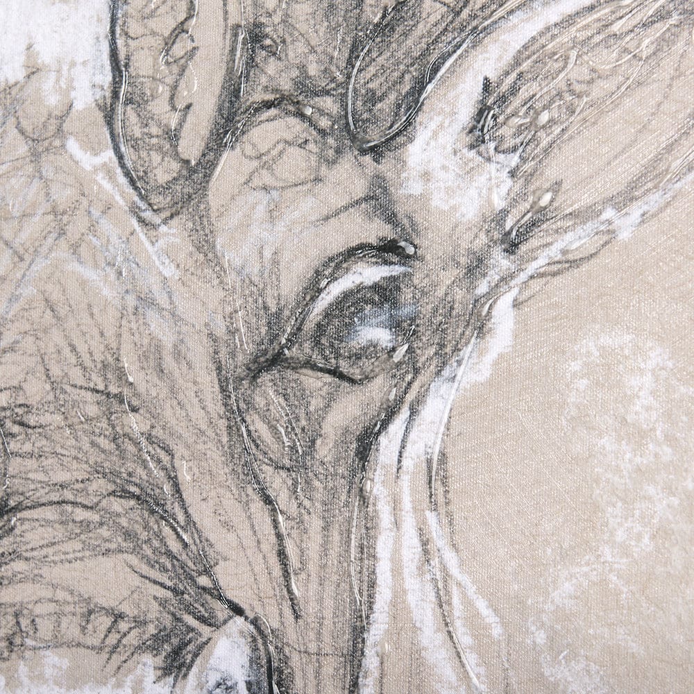 Mercana - Sketch of animal II Caribou by Mercana Studio a Hand Embellished Textured Canvas - 102351-S view 7