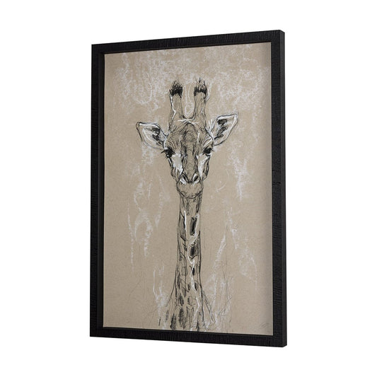 Mercana - Sketch of Animal IV Giraffe by Mercana Studio Hand Embelished Framed Art Print Matted under Glass - 14471 view 2