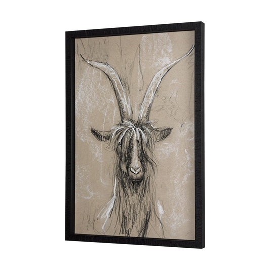 Mercana - Sketch of Animal V Goat by Mercana Studio Hand Embellished Framed Art Print Matted under Glass - 14472 view 2