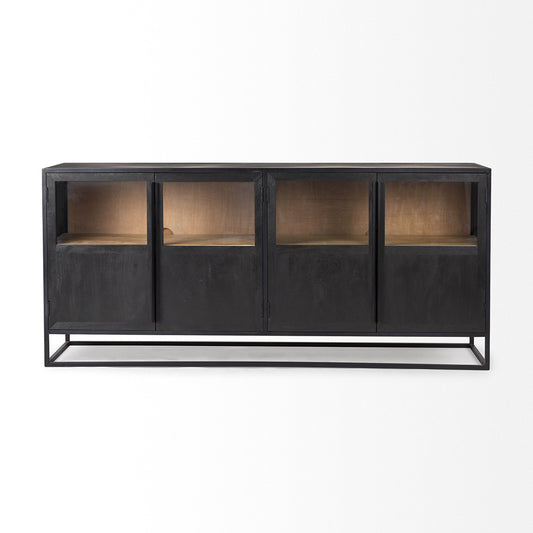 Mercana - Sloan 80.0L x 17.0W x 36.0H Black Wood W/Black Metal Frame Sideboard - 69886 view 2