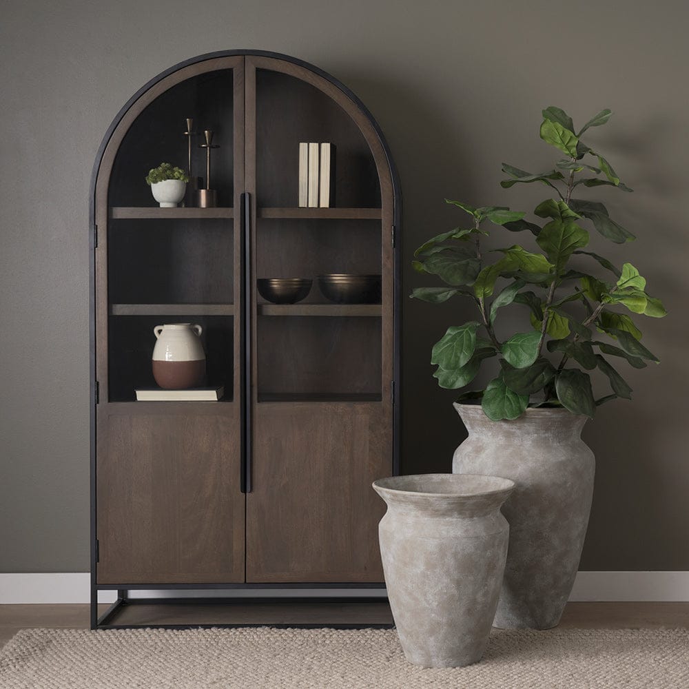 Mercana - Sloan 80.5H Dark Brown Wood W/Black Metal Arched Curio Cabinet - 70828 view 14