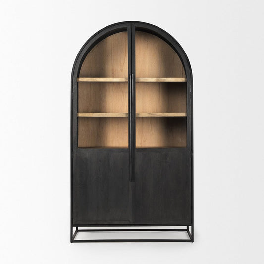 Mercana - Sloan 85.5H Black Wood W/Black Metal Frame Arch Cabinet - 69885 view 2
