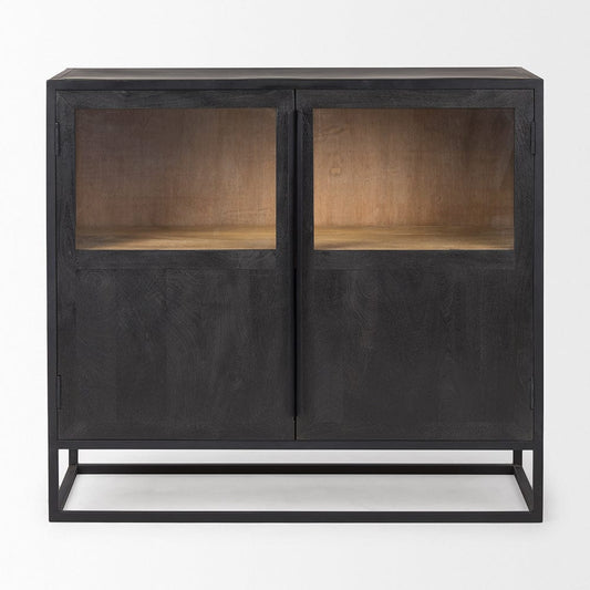 Mercana - Sloan Black Wood W/Black Metal Frame Accent Cabinet - 69887 view 2
