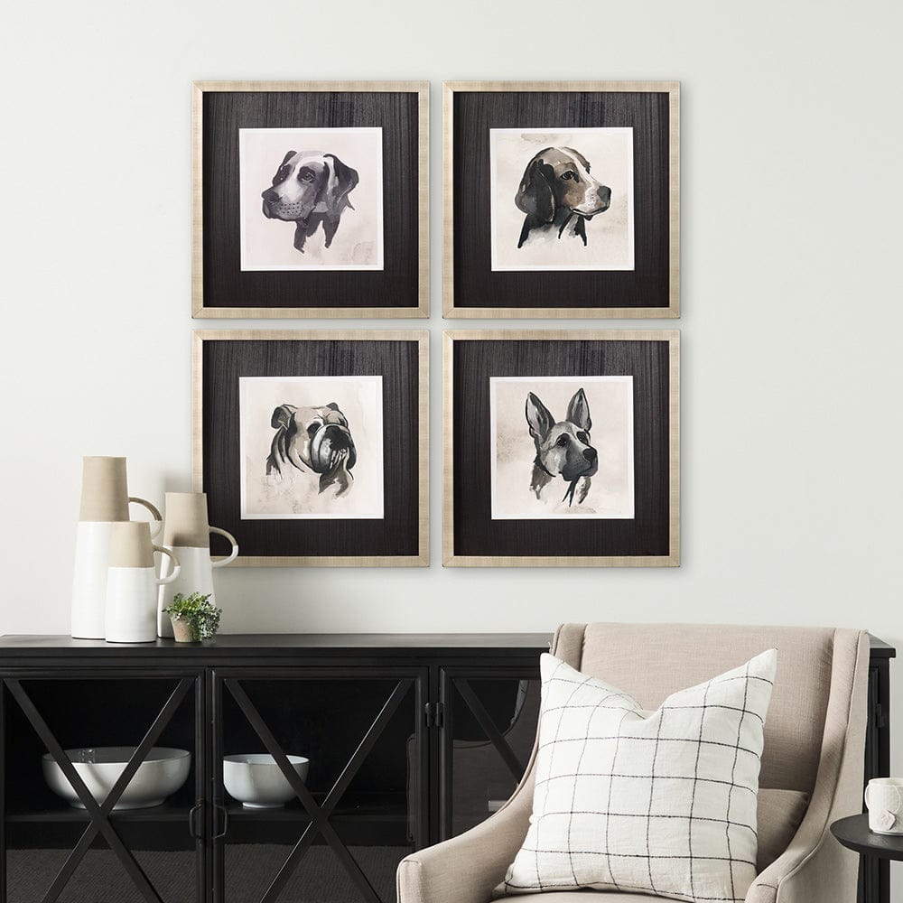 Mercana - Small Inked Dogs II by Grace Popp a Hand Embellished Textured Framed Art Print Matted under Glass - 10427 view 4