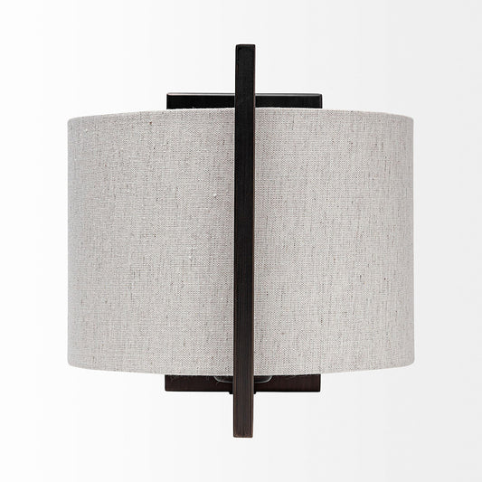 Mercana - Smithe I 9x13 Black Toned Metal Cream Lampshade Wall Sconce - 68344_CLOSEOUT view 2