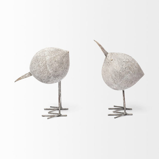 Mercana - Snipe I 6L x 6W Off-White Resin Bird Ornament W/ Metal Feet - 68079 view 2
