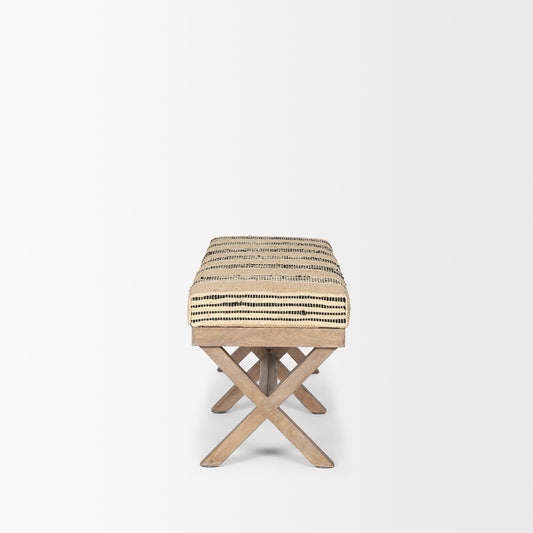 Mercana - Solis 50L x 16W Brown Base Upholstered Beige/Black Stripe Seat Accent Bench - 68460 view 2