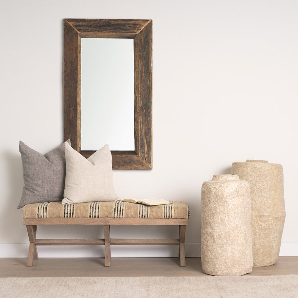 Mercana - Solis 50L x 16W Brown Base Upholstered Beige/Black Stripe Seat Accent Bench - 68460 view 9