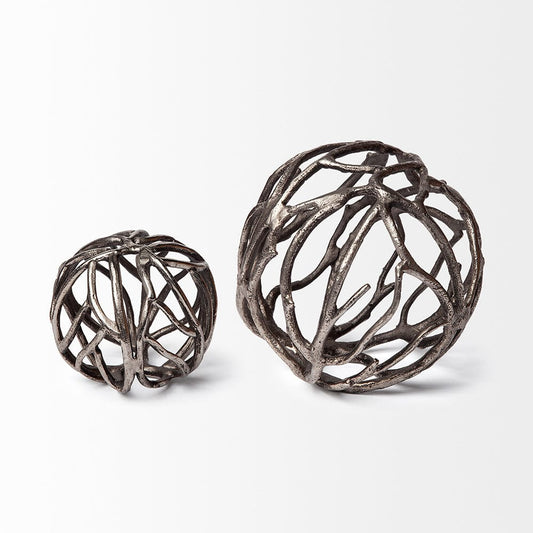 Mercana - Sphaira II Large 7L x 7W Silver Cast Aluminum Decorative Tree Branch Orb - 68412 view 2