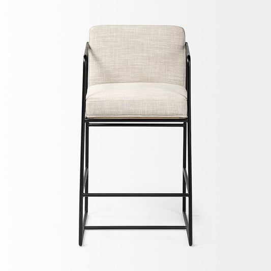 Mercana - Stamford 36" Total Height Light Beige Upholstered Seat w/ Wood Back, Metal Frame Counter Stool - 68764 view 2